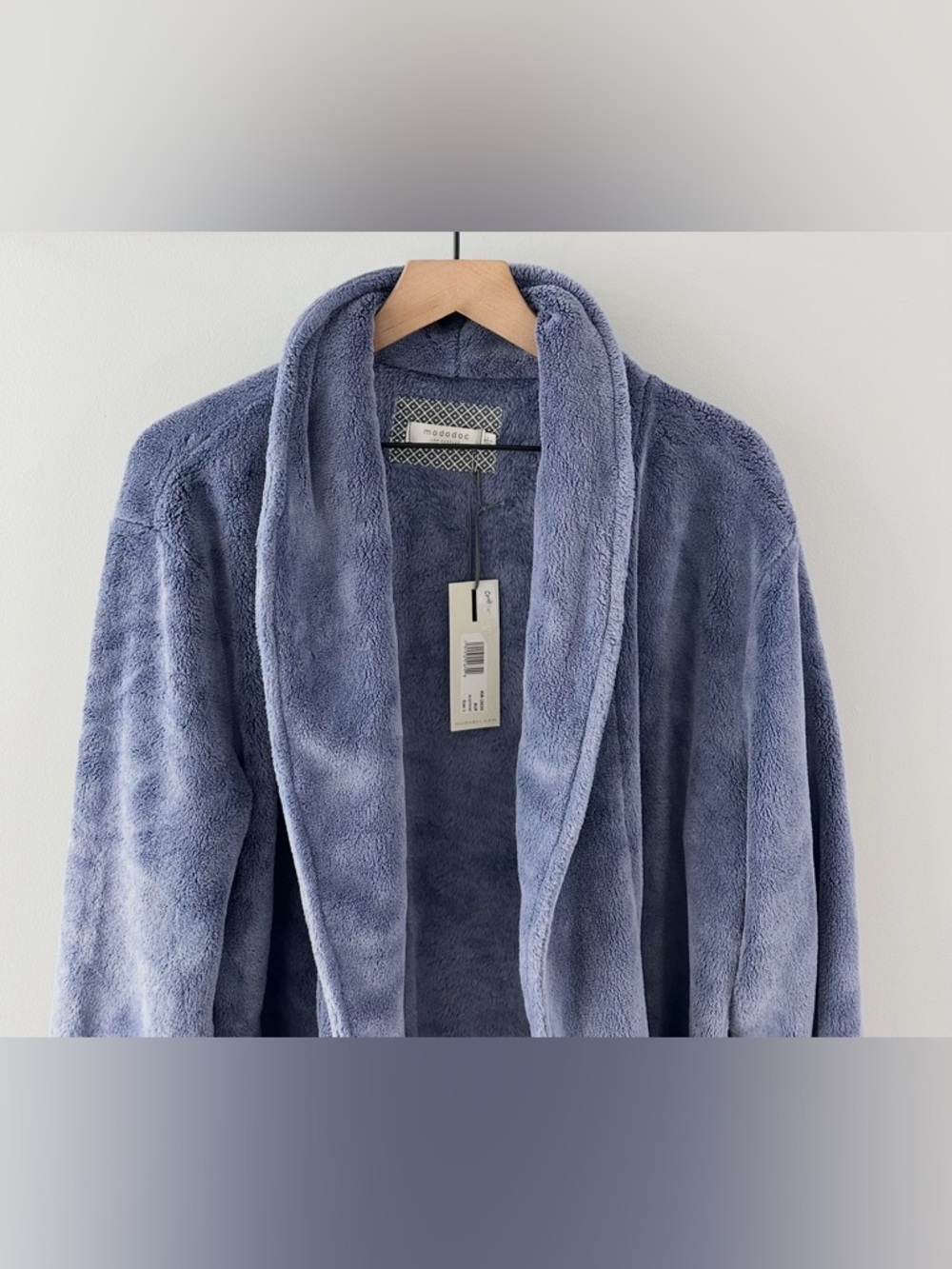 Mododoc Long Sleeve Open Front Terry Robe // Blue // Large // NEW - Picture 3 of 6